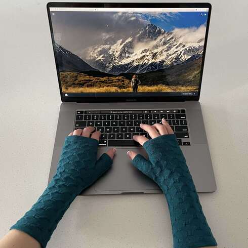 Merino Wool Gloves - Teal Textured